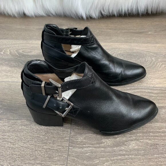 SENSO Biker Moto Buckle Leather Ankle Boots Booties Cut out sides Black Size 6 - Picture 9 of 16